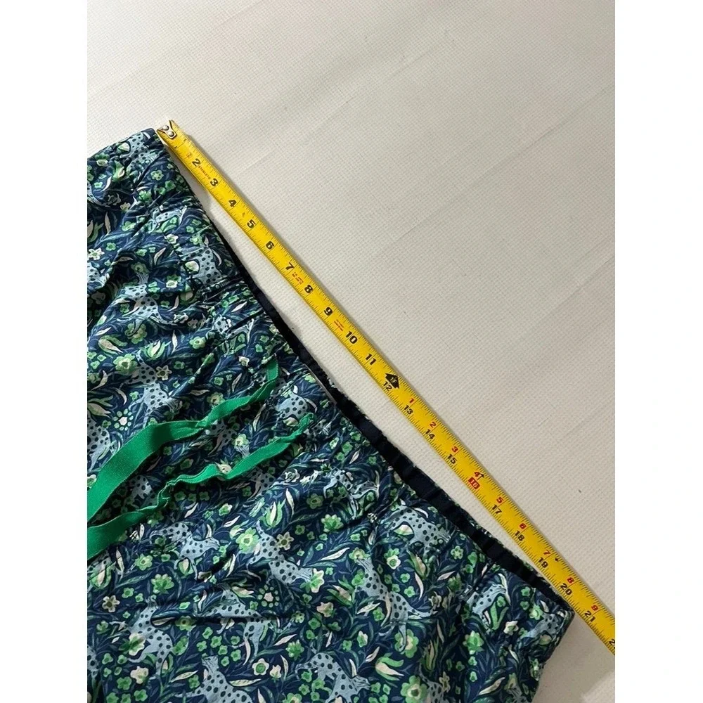 J Crew Pajama Pants Women 2X Blue Green Floral Cheetah Print BM286‎